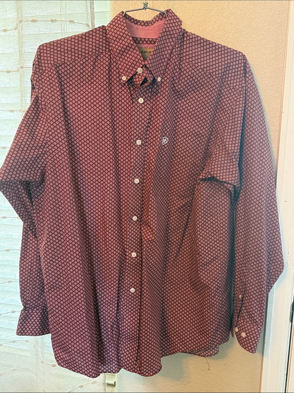 Ariat Maroon Button-Down Shirt with Geometric Print